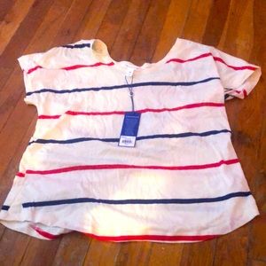 Red, blue stripped shirt